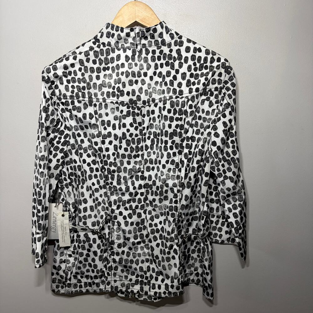Zenergy NWT Chico's Jacket Black White Dot Denna Rain Casual Sporty Zip 3 $119 - Picture 3 of 9